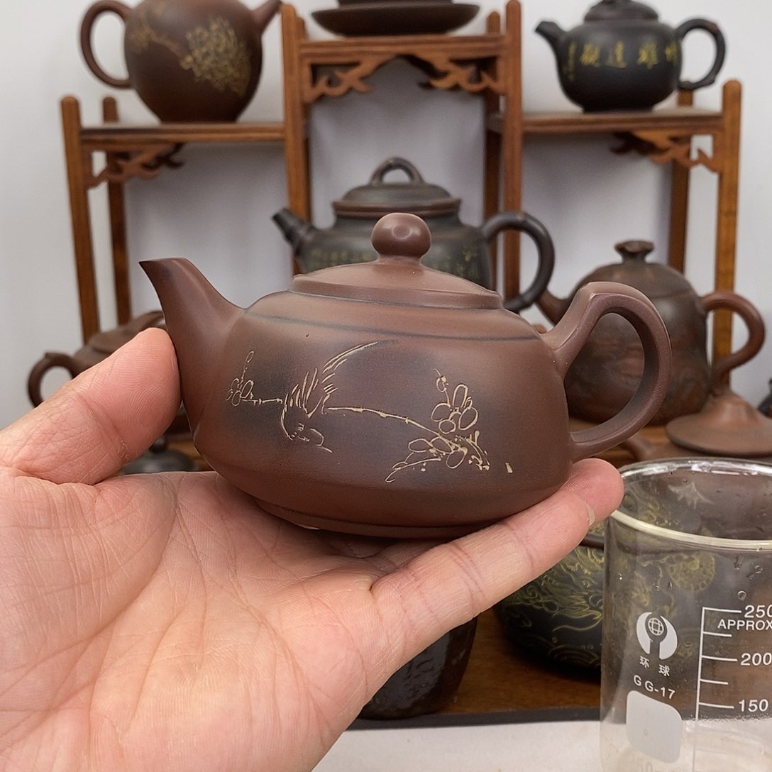 壶钦州坭兴陶茶壶作品壶海棠壶