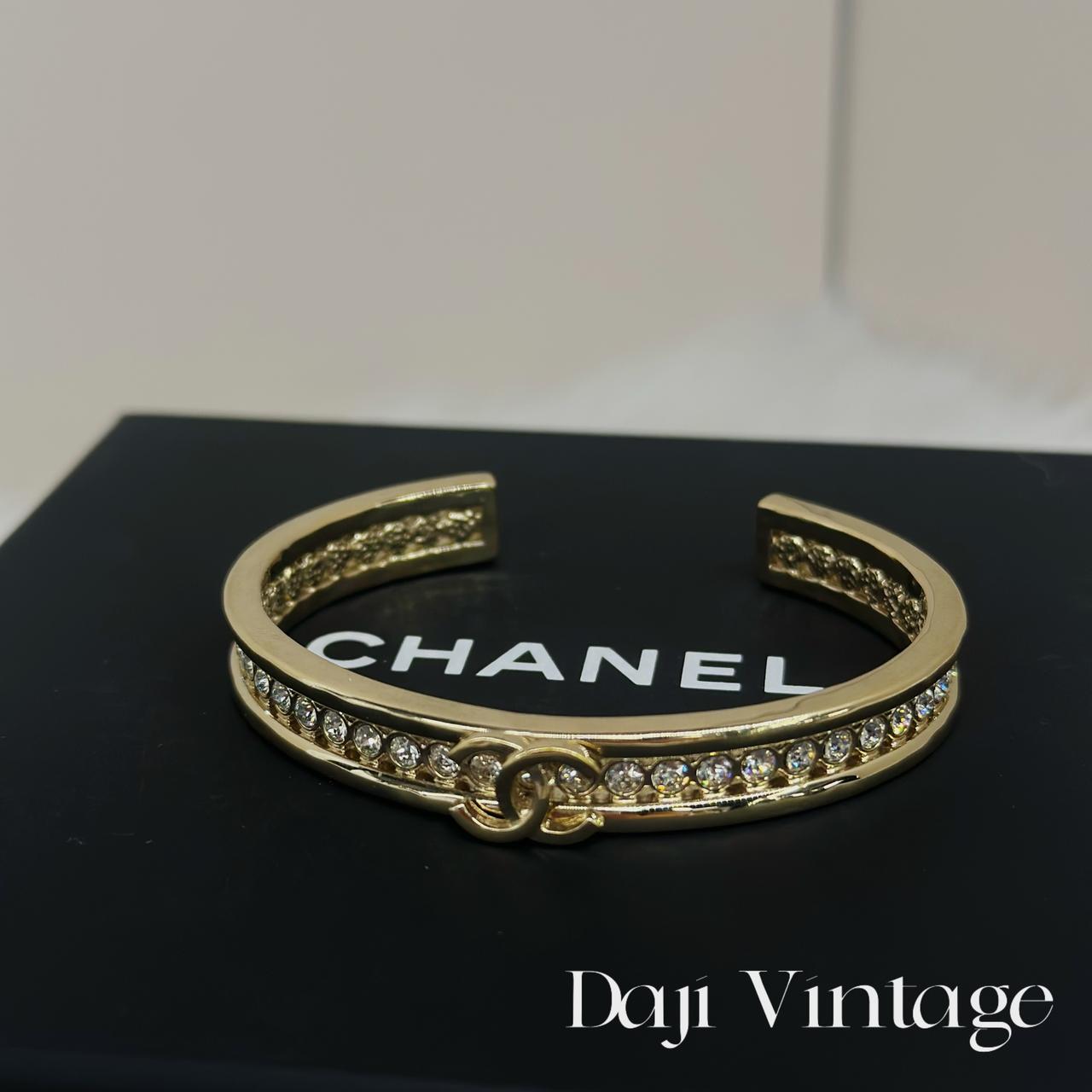 大吉中古/Chanel香奈儿23K双C水钻手镯M码
