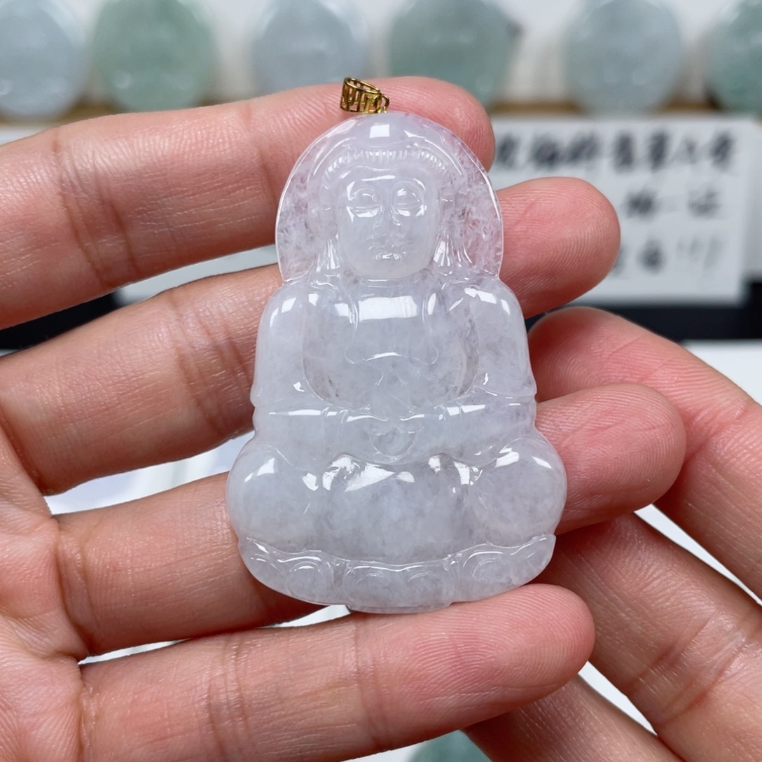 翡翠颈饰未镶嵌天然翡翠A货观音109号