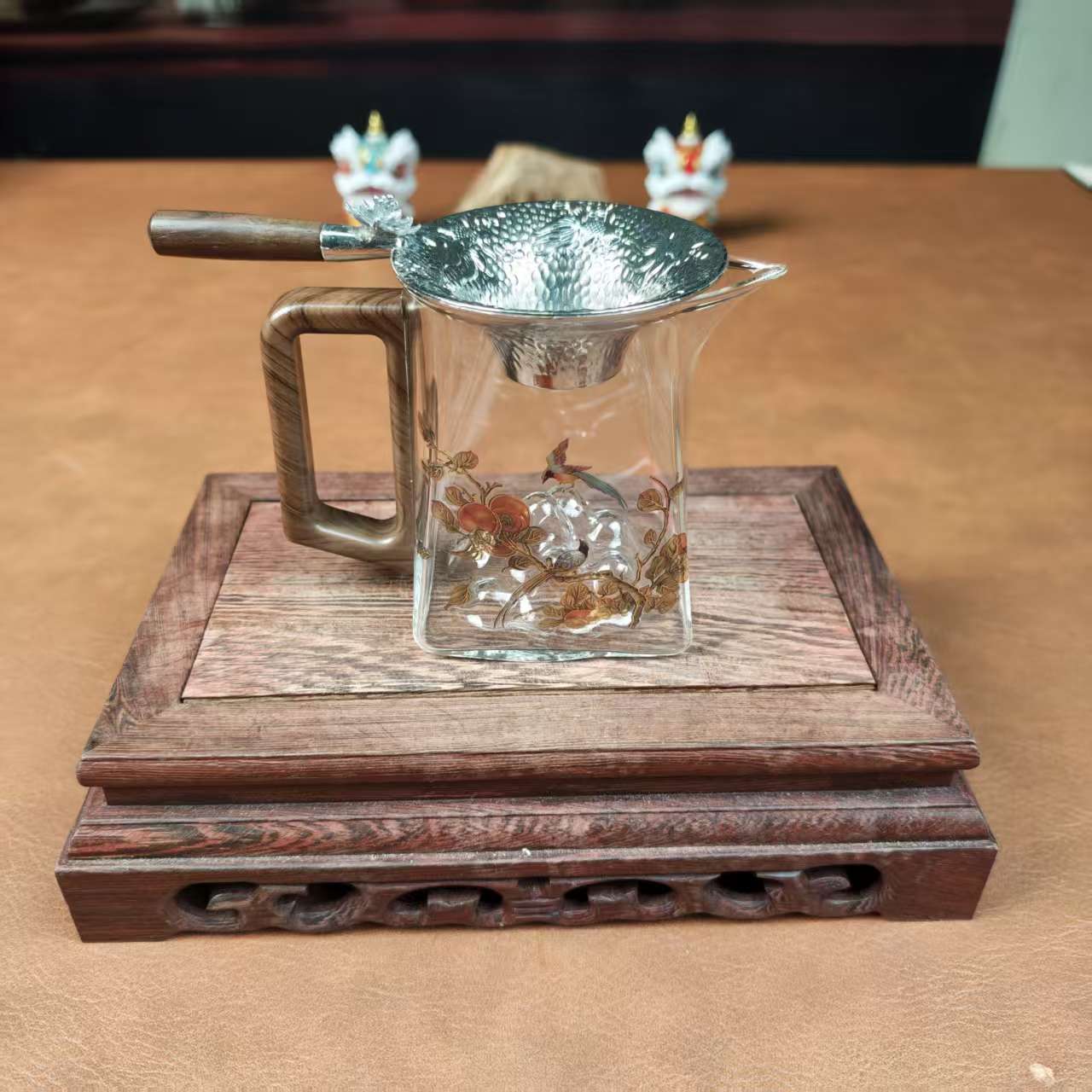 茗香瓷器 喜上眉梢公道杯+茶漏-6163