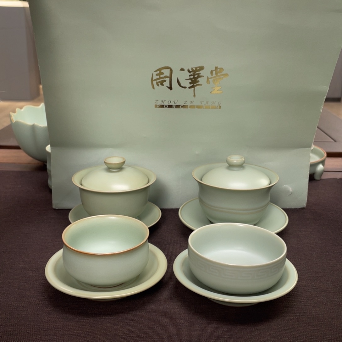 杯子瓷天青青士盖碗自选组
