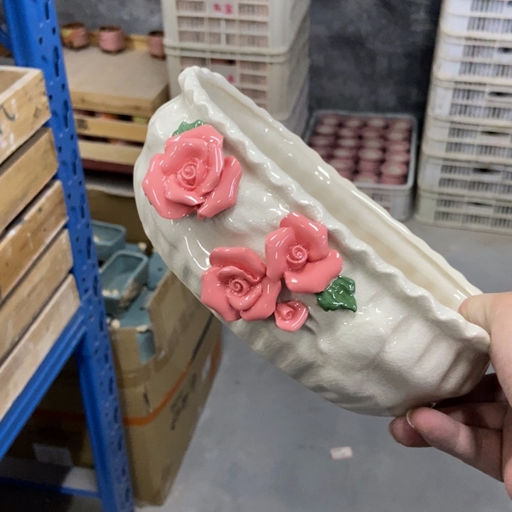 陶瓷花盆单场满9.9发21*13*7