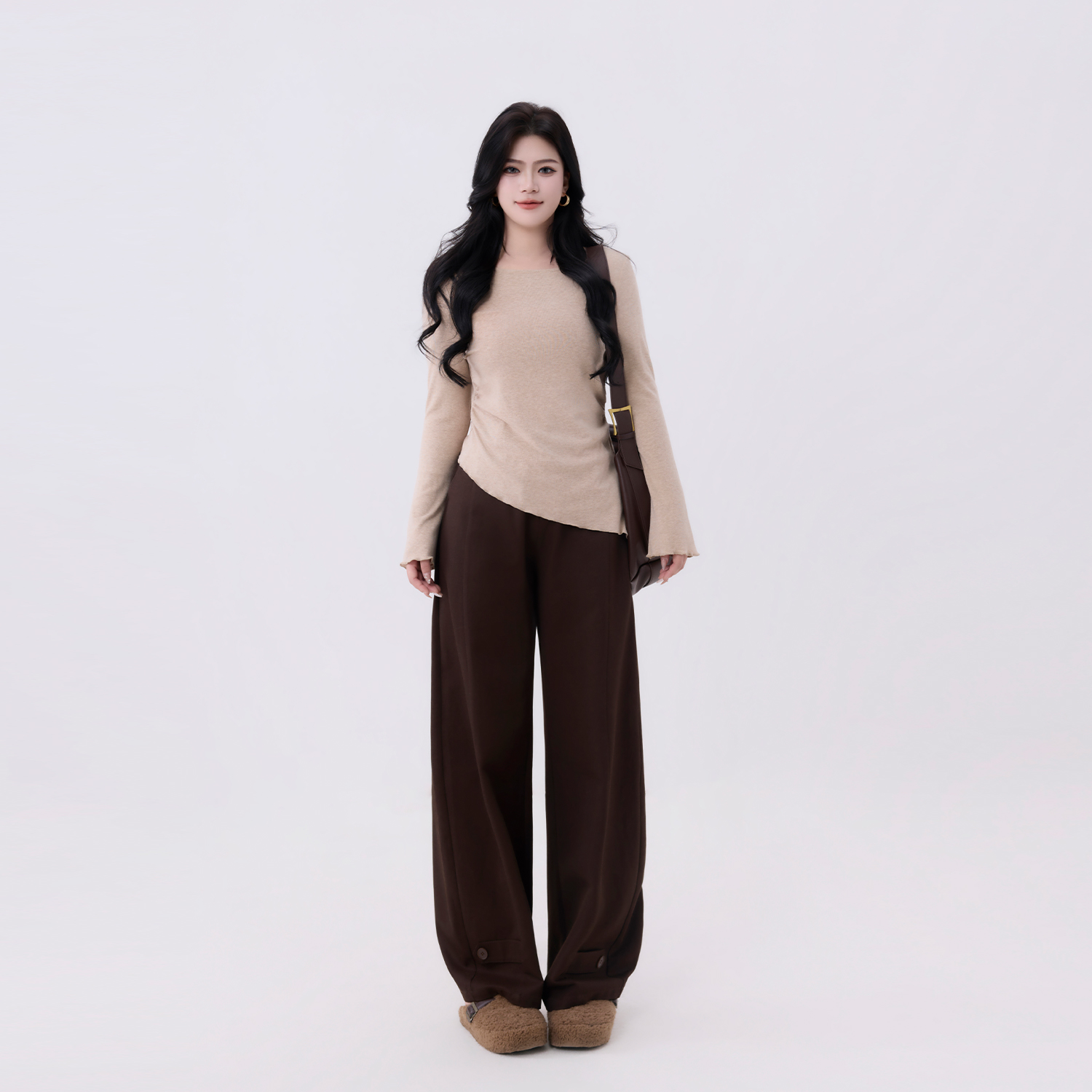 【秋日回想】蛋妹观与大码女装微胖mm秋显瘦遮肉针织上衣DM32862