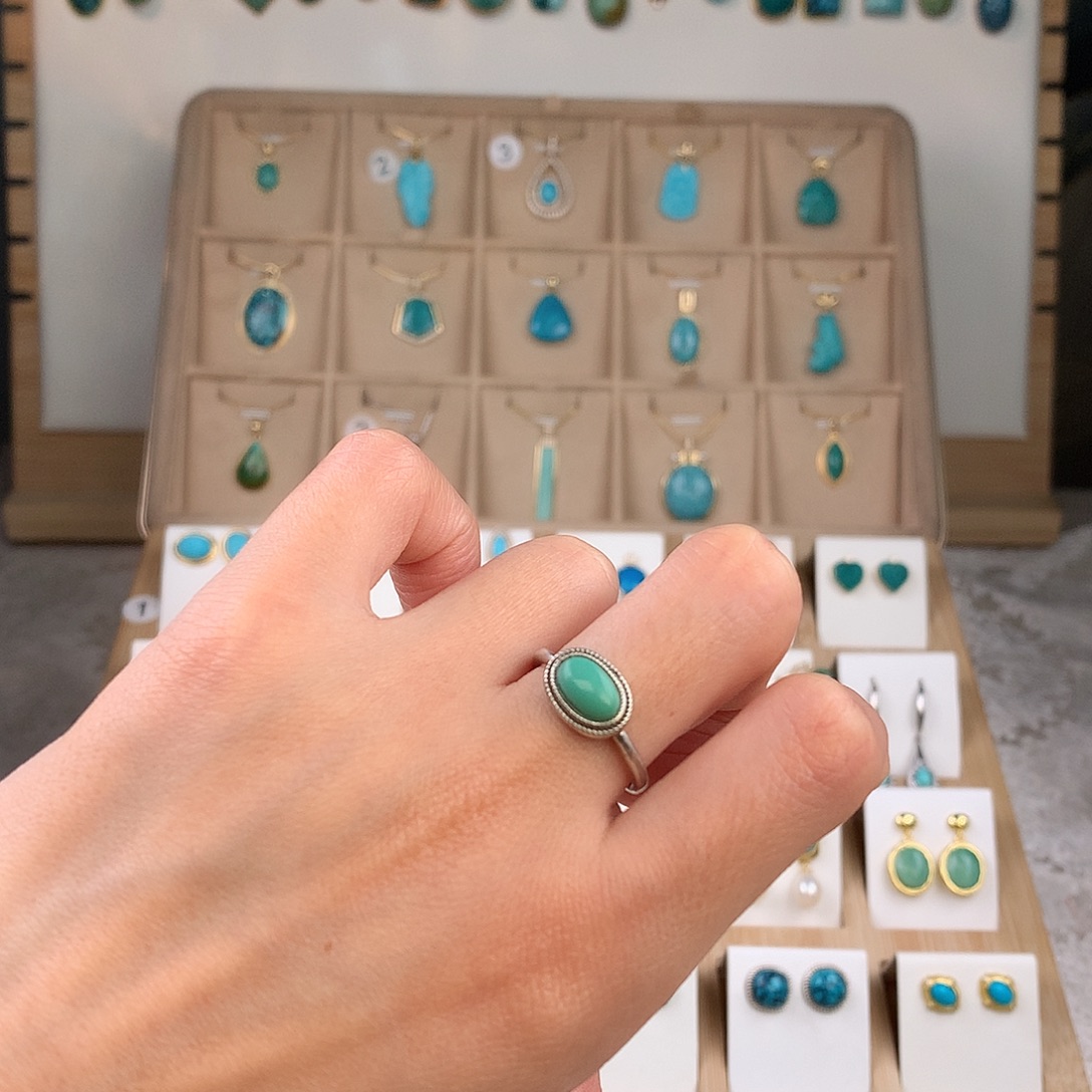 绿松石银S925镶嵌戒指