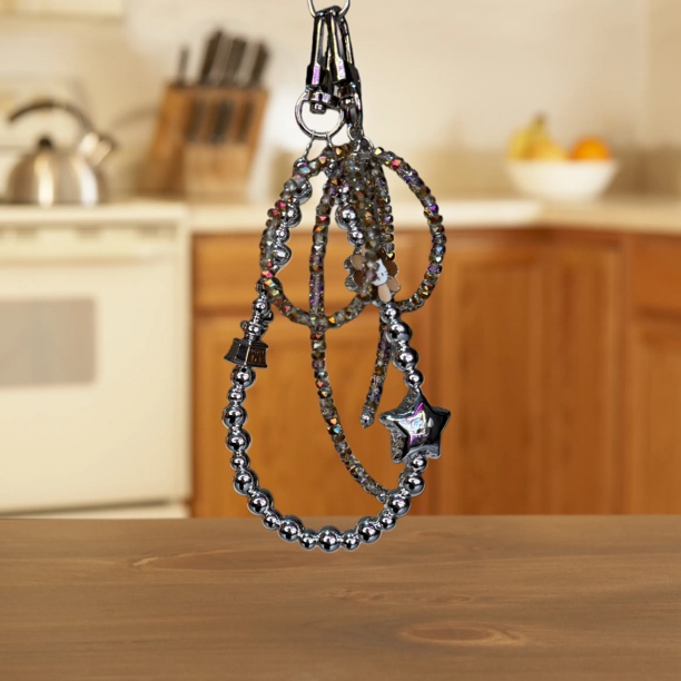 宁宁家原创蝴蝶珠饰手机链 适用于多品牌手机