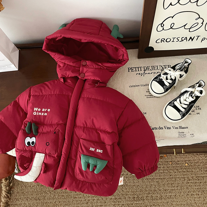 【红龙】DW245932冬季新款儿童羽绒服宝宝连帽卡通外套90白鸭绒