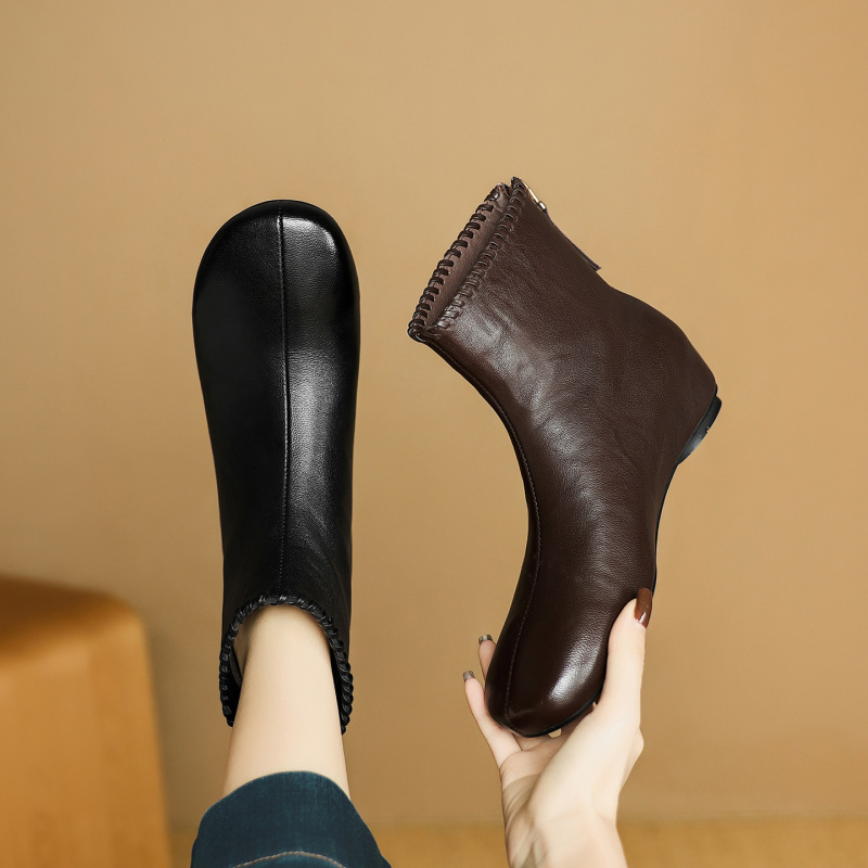 徐先生 头层羊皮 跟高1+2cm/34-40羊皮小短靴女2025年秋冬新款真