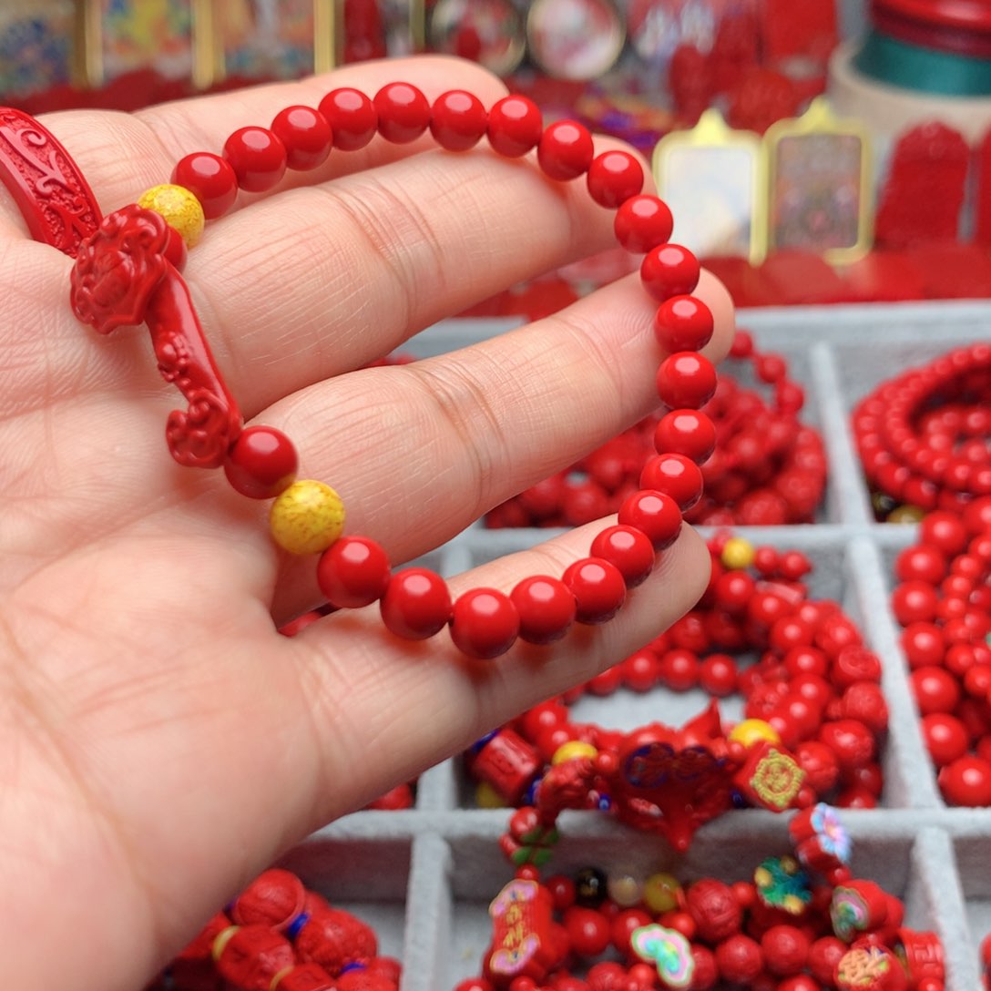 天然辰砂工艺品朱砂如意手串