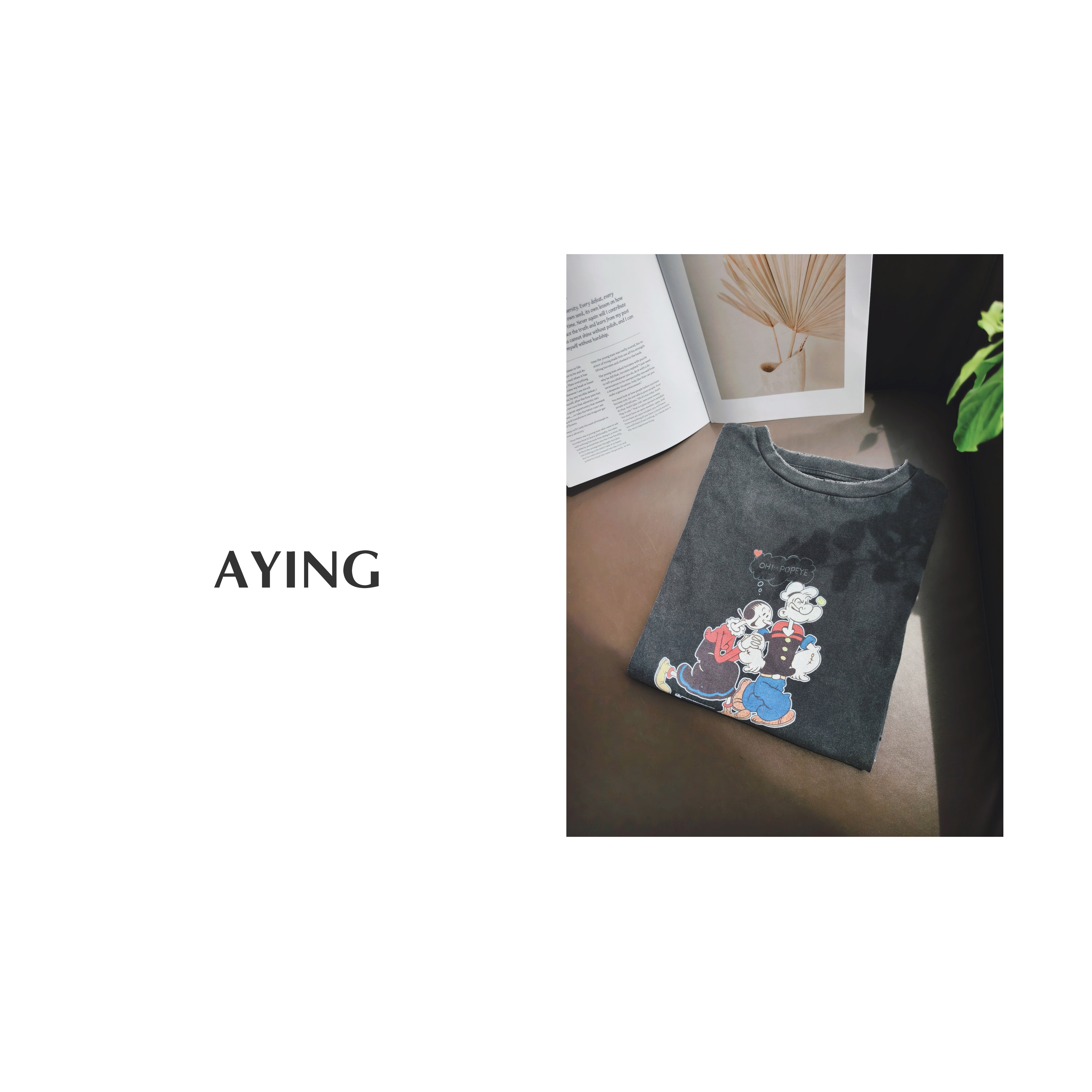 AYING 女士春夏 炒色大力水手印花圆领短袖T恤
