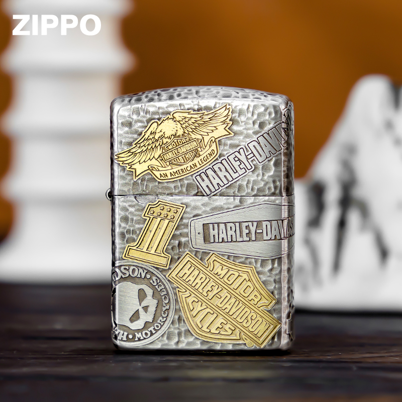ZIPPO/之宝【哈雷十一章】熏银填金手雕 盔甲收藏防风打火机 DYX1H1