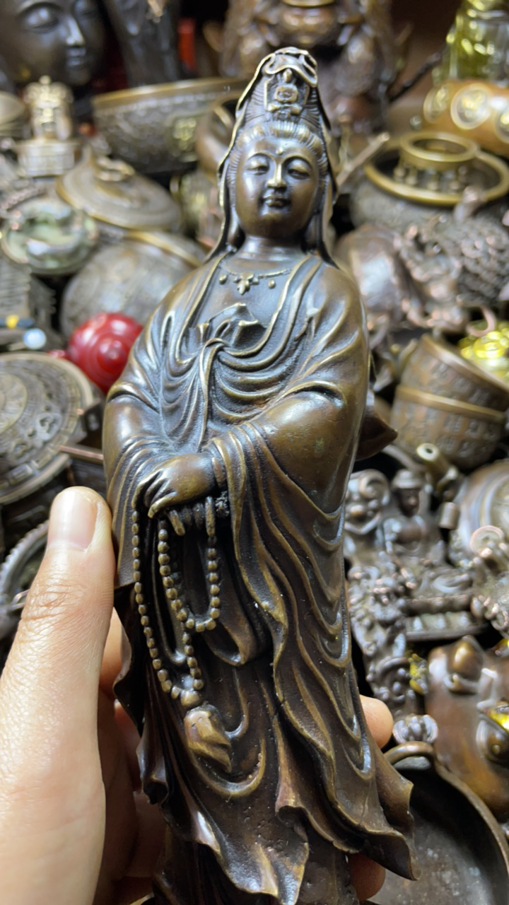 闪购链接，诚信经营站观音铜器摆件