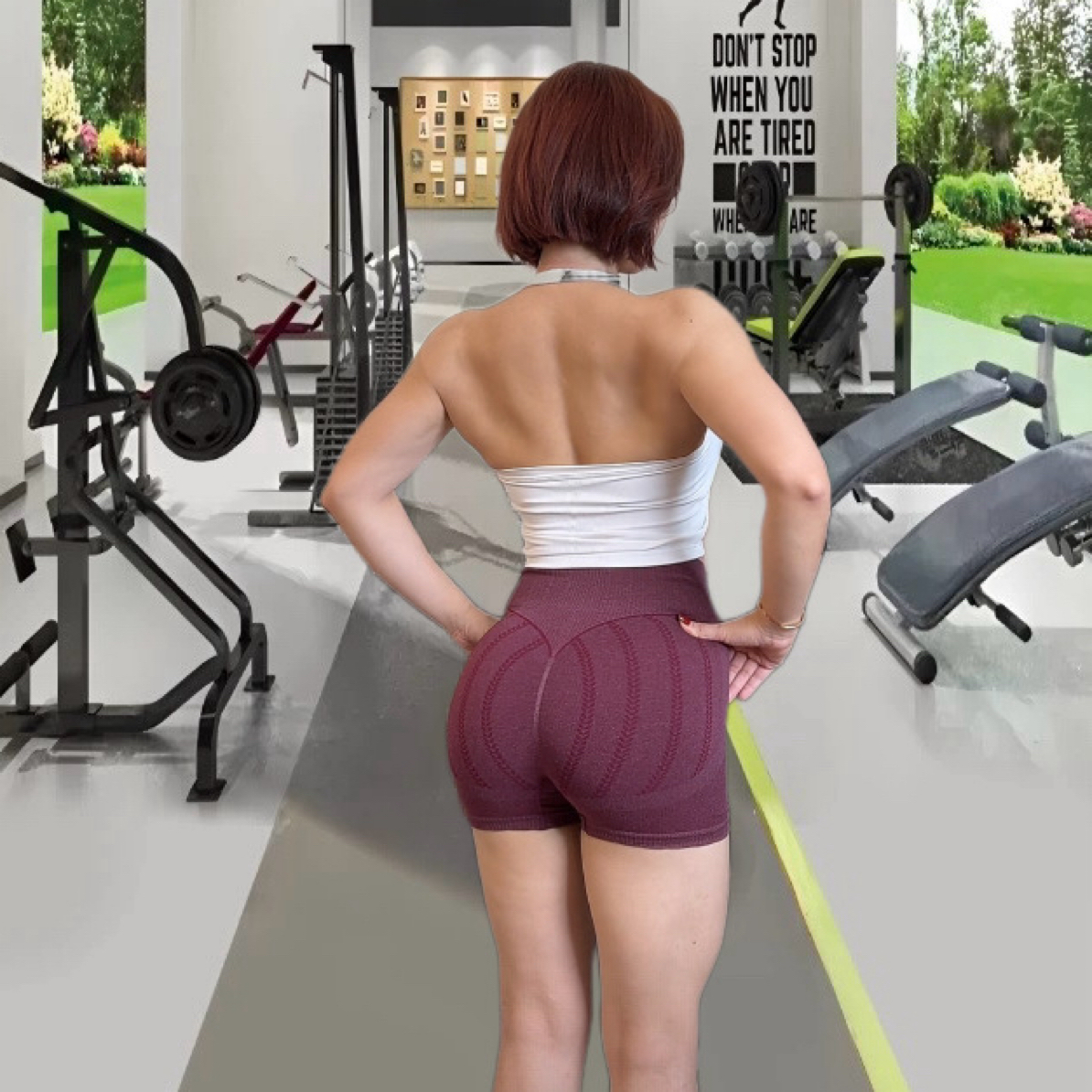 【丰收麦穗裤】巨显臀隐形蜜桃线高弹瑜伽紧身运动健身三分短裤跑步