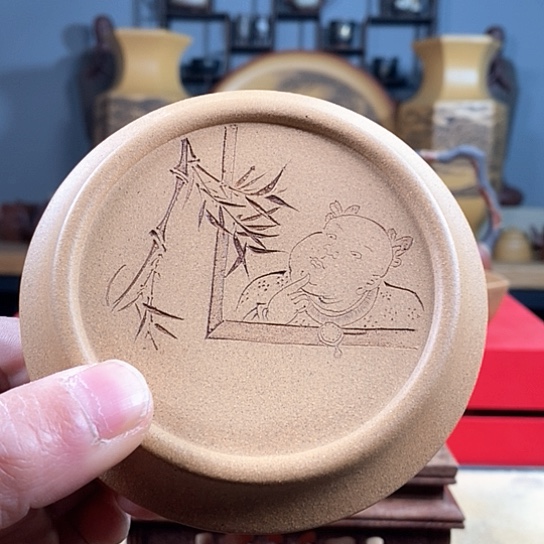 紫砂茶杯紫砂盖置花泥