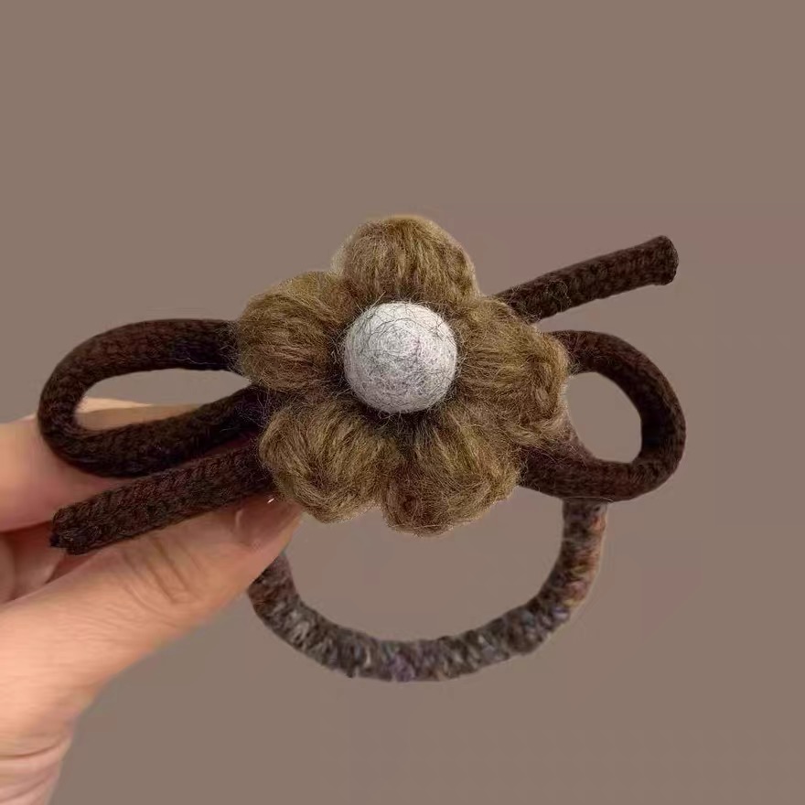 【860】花朵毛线发圈新款时尚女高弹力扎头发头饰发饰皮筋发绳