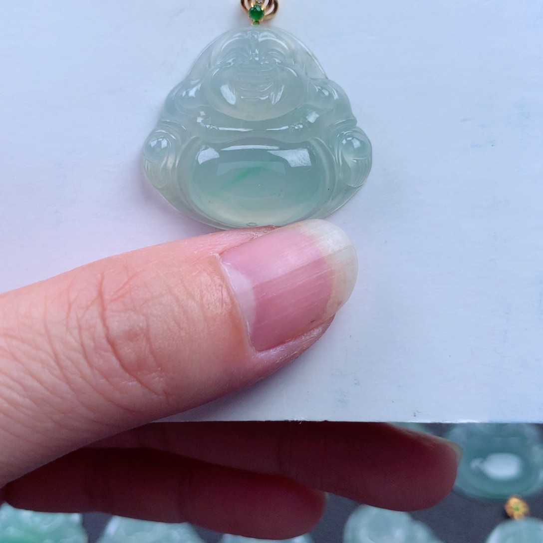 翡翠吊坠(不含链)18K金镶嵌