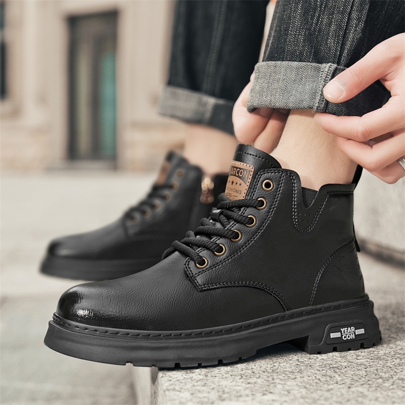 YEARCON/意尔康男鞋秋冬休闲时尚马丁靴百搭复古工装靴E54404757