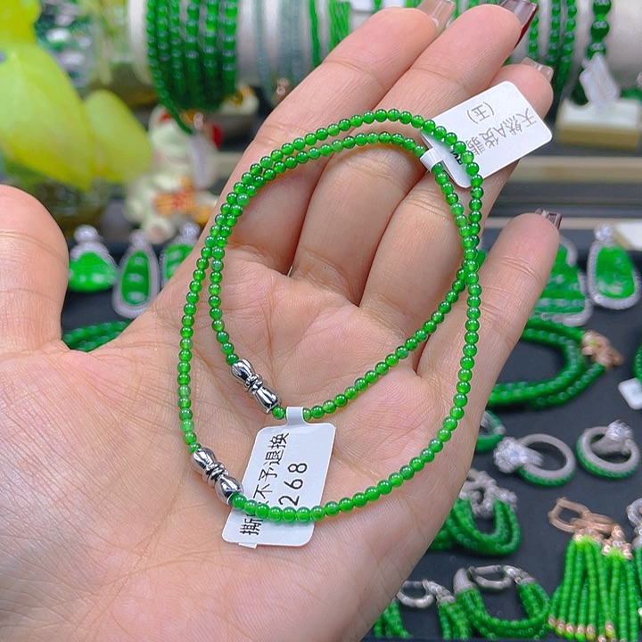 翡翠颈饰未镶嵌心**好锁骨链