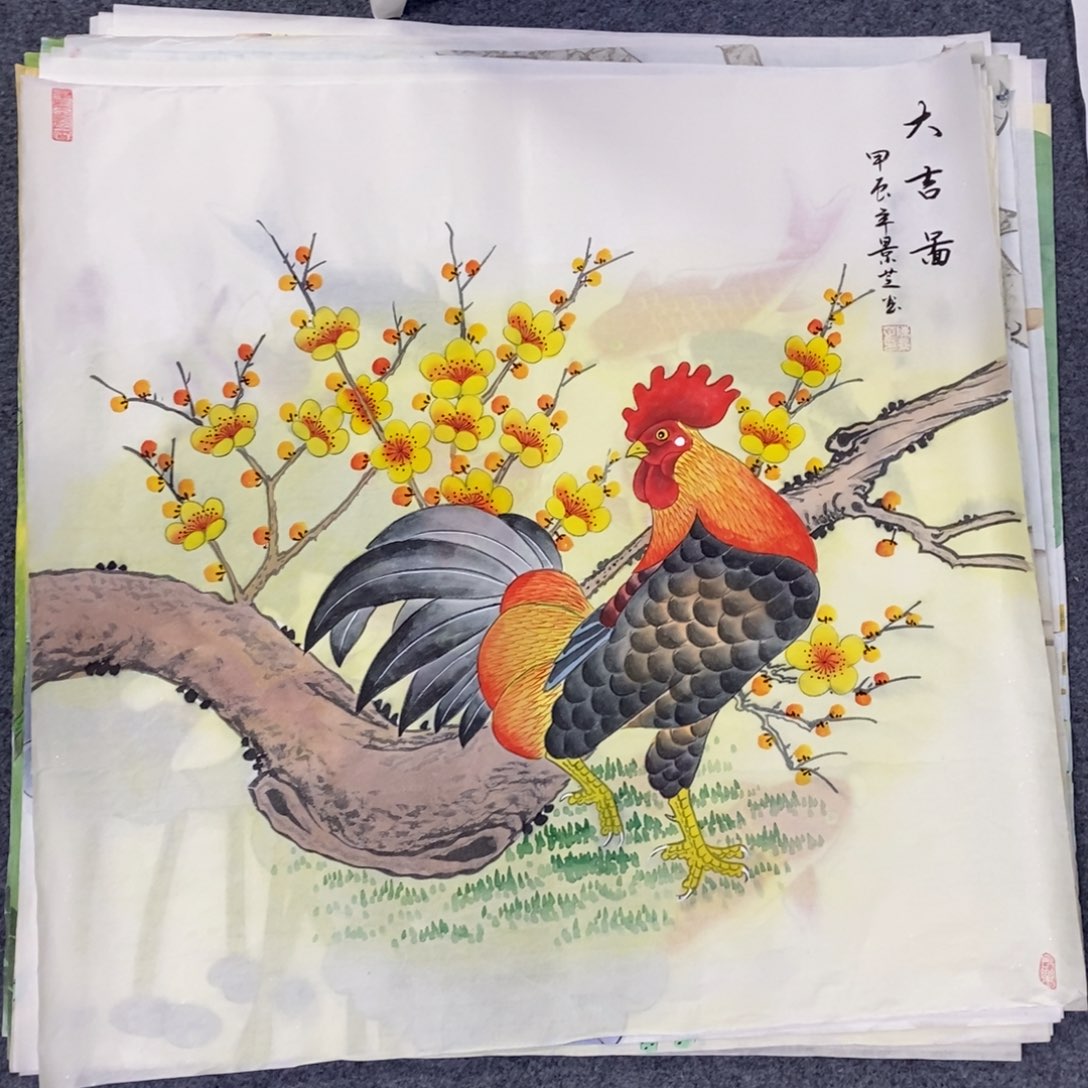 国画尺寸68✖️68四尺手绘工笔斗方