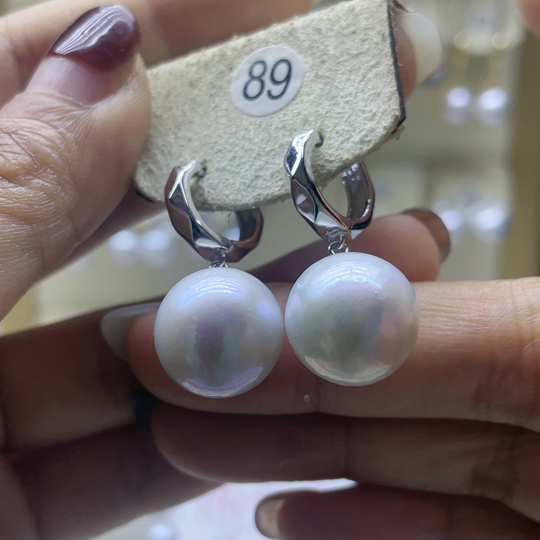 淡水珍珠耳饰银S925镶嵌