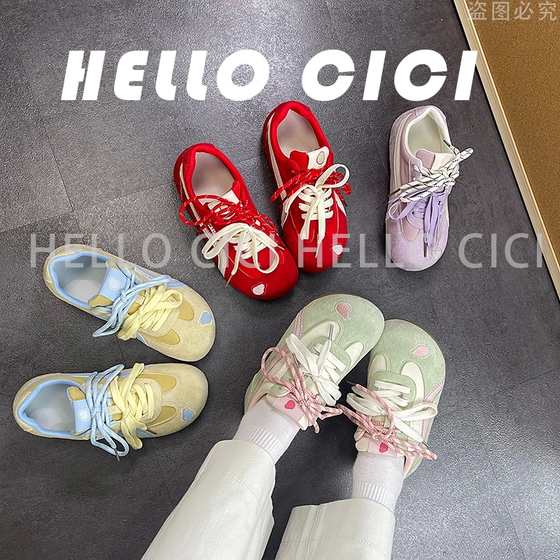 经典芒果头多巴胺高颜值春秋款低帮鞋韩版系带德训鞋透气zc
