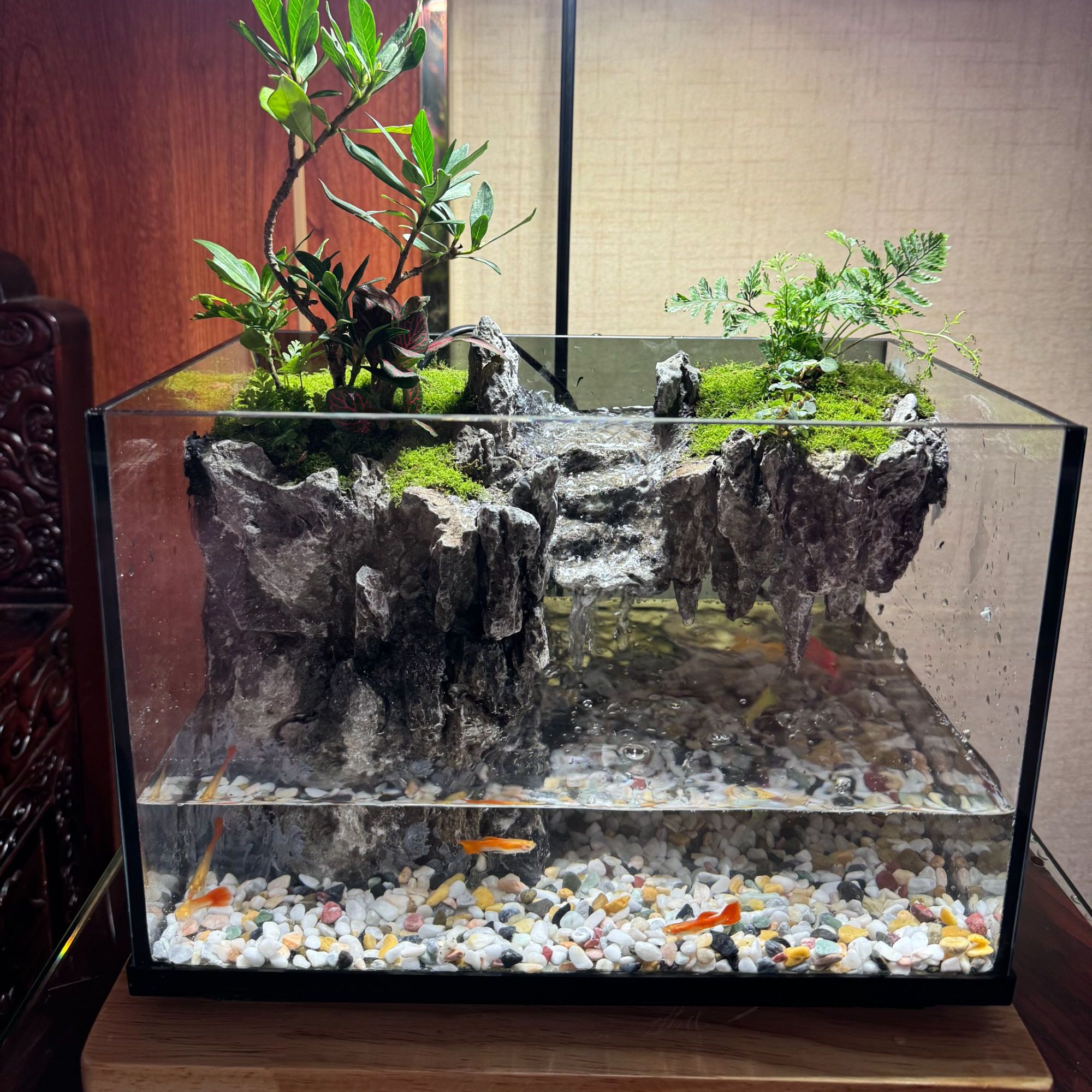 桌面流水养鱼生态景观