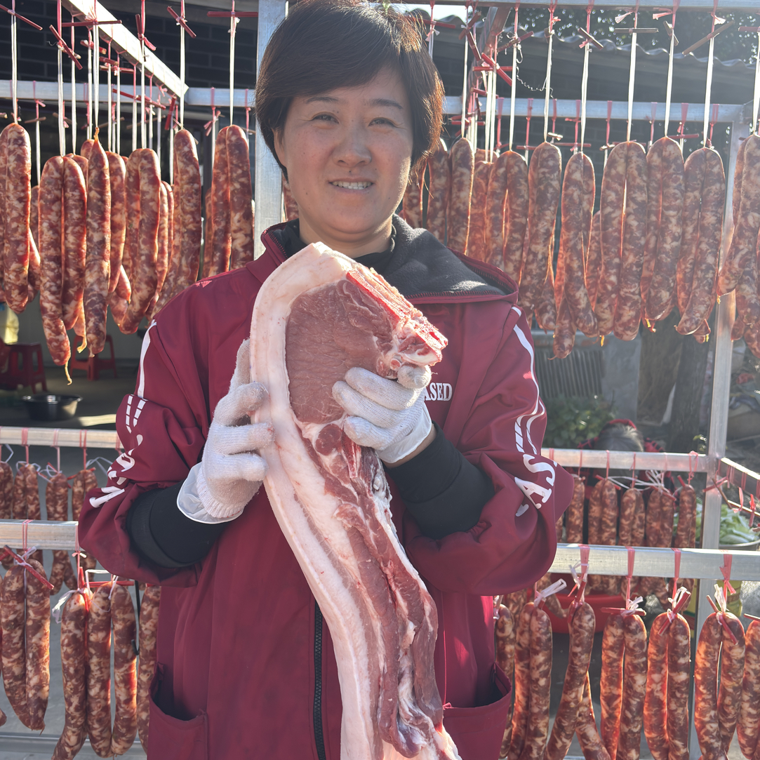(京东包邮)新鲜精品五花肉纯干无水带排骨带皮 当天新鲜现发