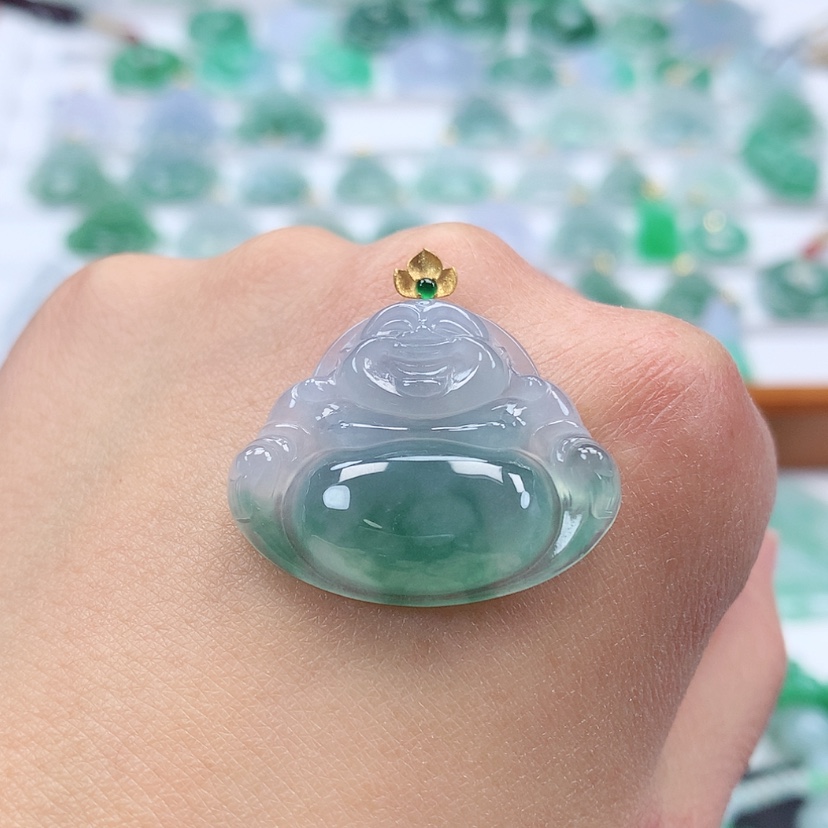 【闪购商品】翡翠吊坠(赠链)18K金镶嵌