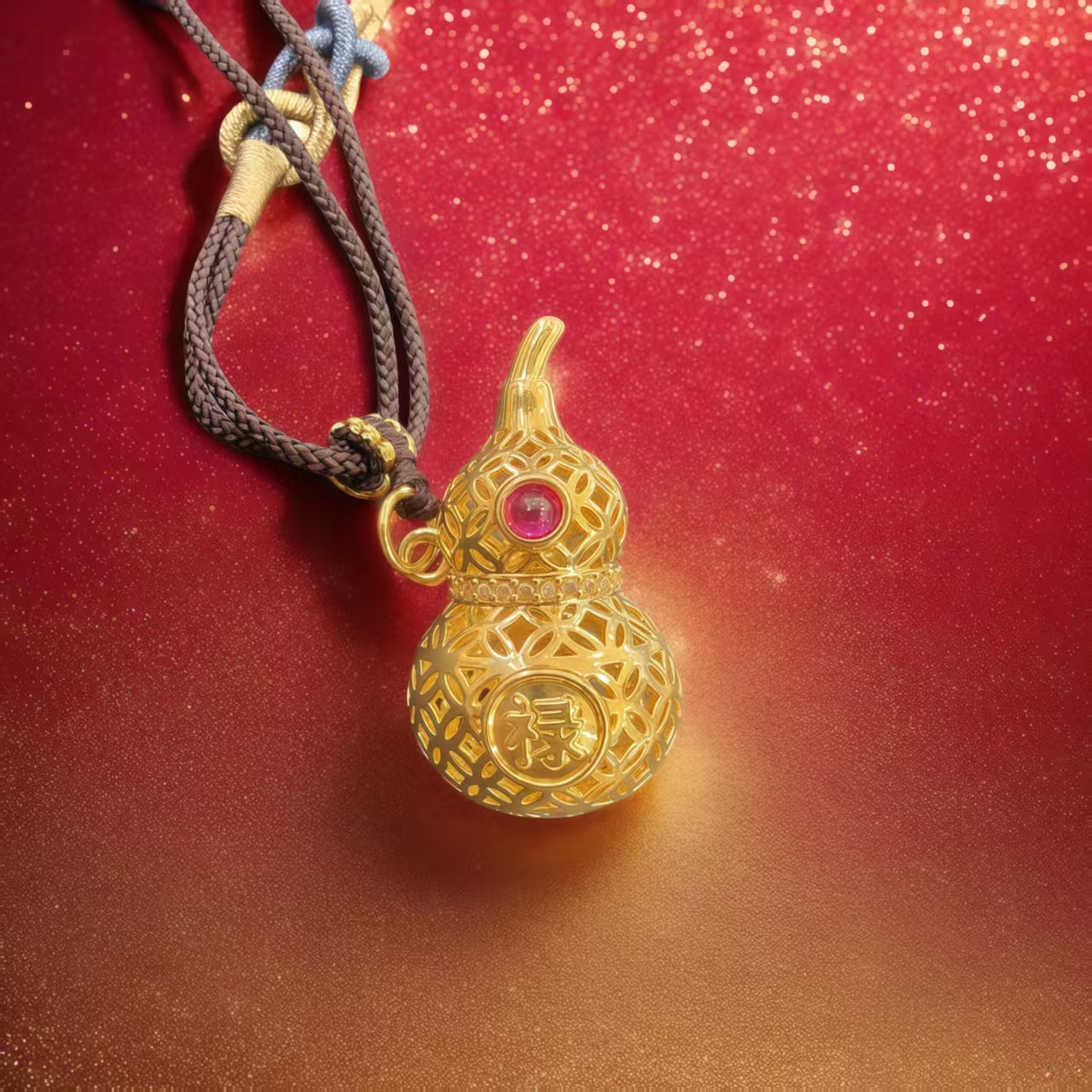 【BZ】复古镂空福禄葫芦 （赠绳子） 17*29mm