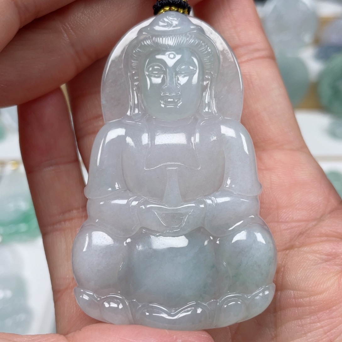 翡翠颈饰未镶嵌天然翡翠A货观音37号