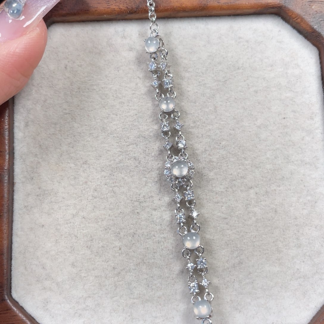 翡翠手链银S925镶嵌15455