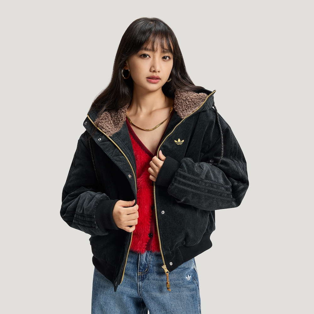 Adidas JACKET PADDED新年款保暖毛绒领运动连帽宽松棉服KT0722 1