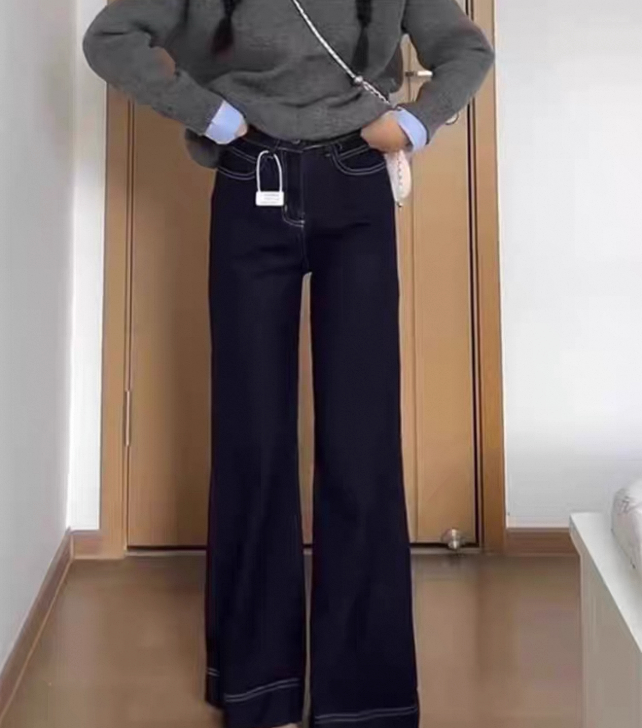 F662-(实物以直播间为准）阔腿牛仔裤女宽松不贴腿宽松