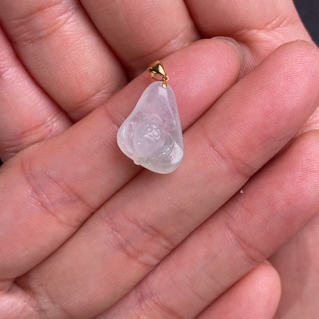 翡翠颈饰18K金镶嵌莲花