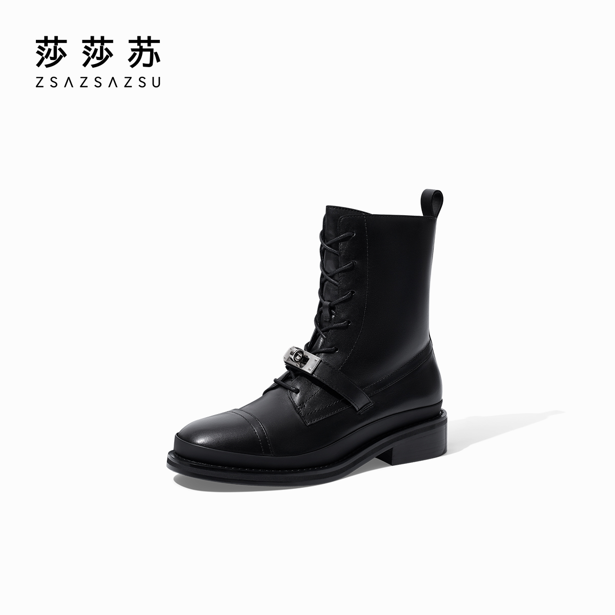 [巴黎时分]莎莎苏秋冬新款马丁靴女真皮厚底短靴骑士靴ZA43514-41