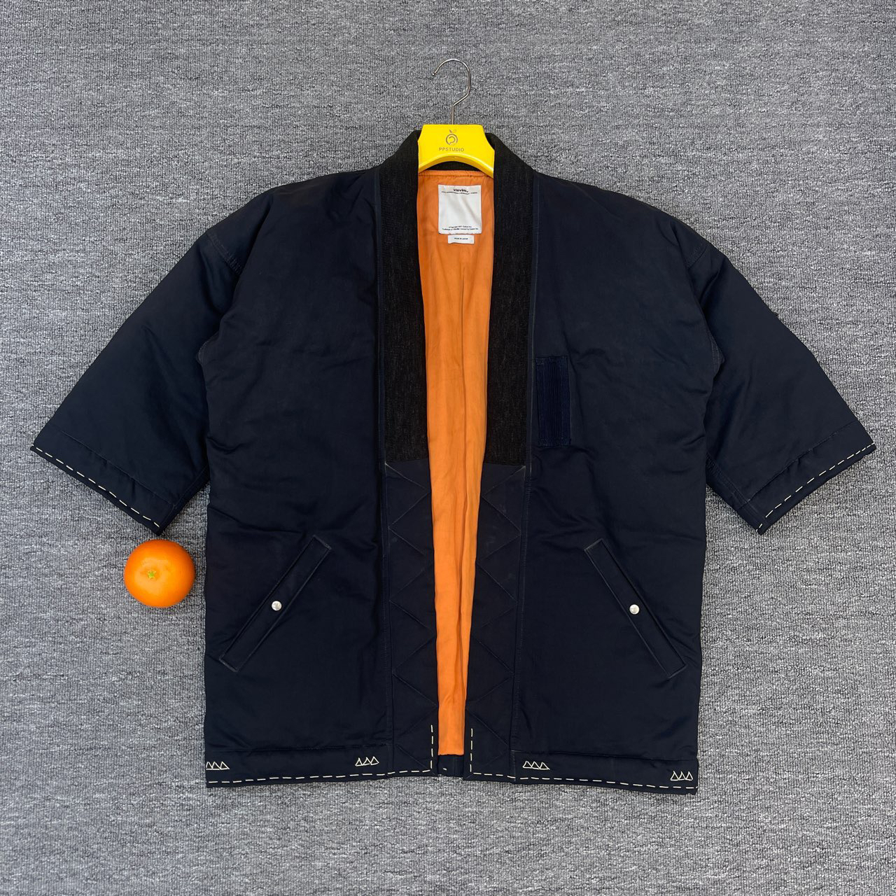 99新 visvim 3码/藏蓝色水洗做旧道袍外套