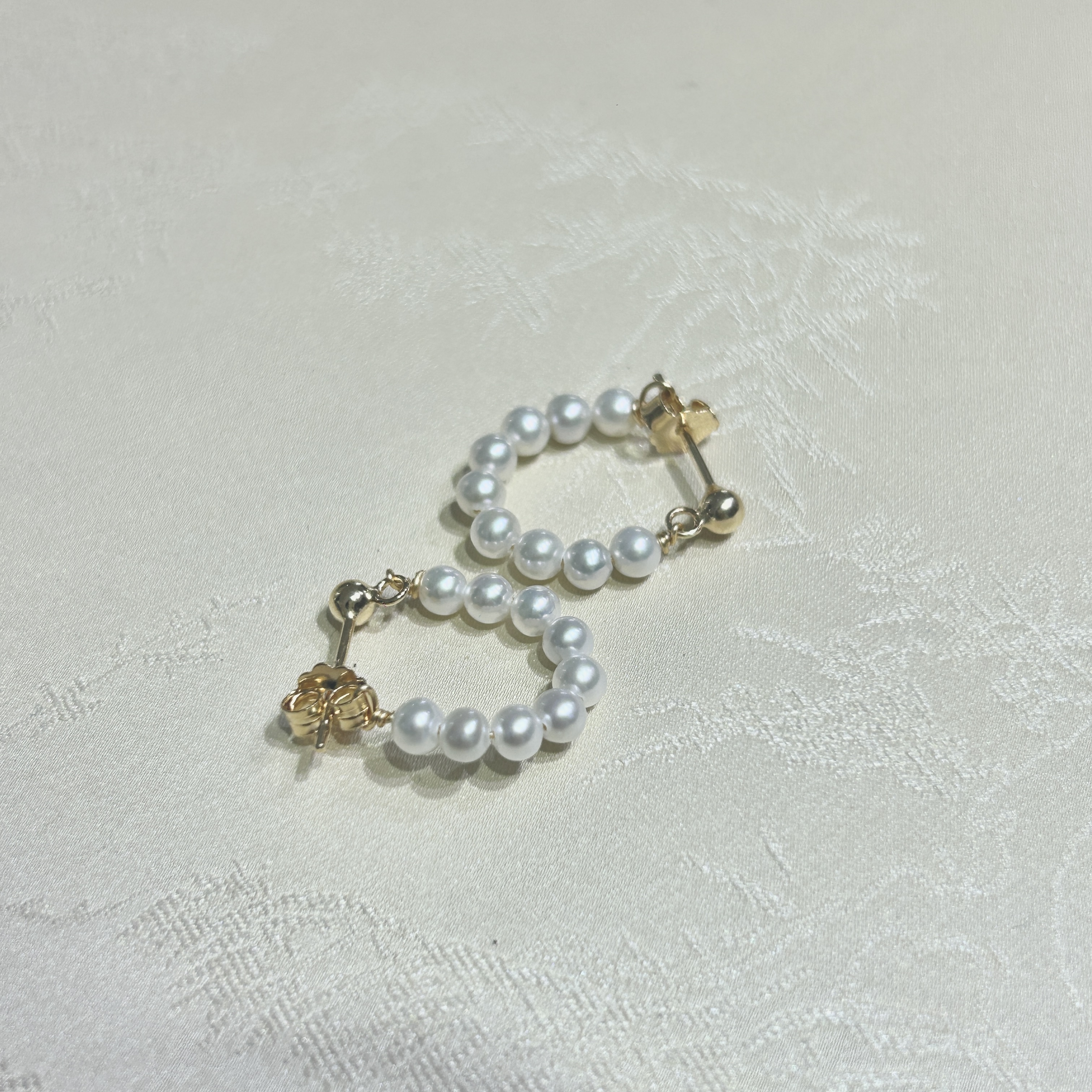 淡水珍珠甜甜圈耳环 3-4mm S925银 ZQ0069（赠胸针）