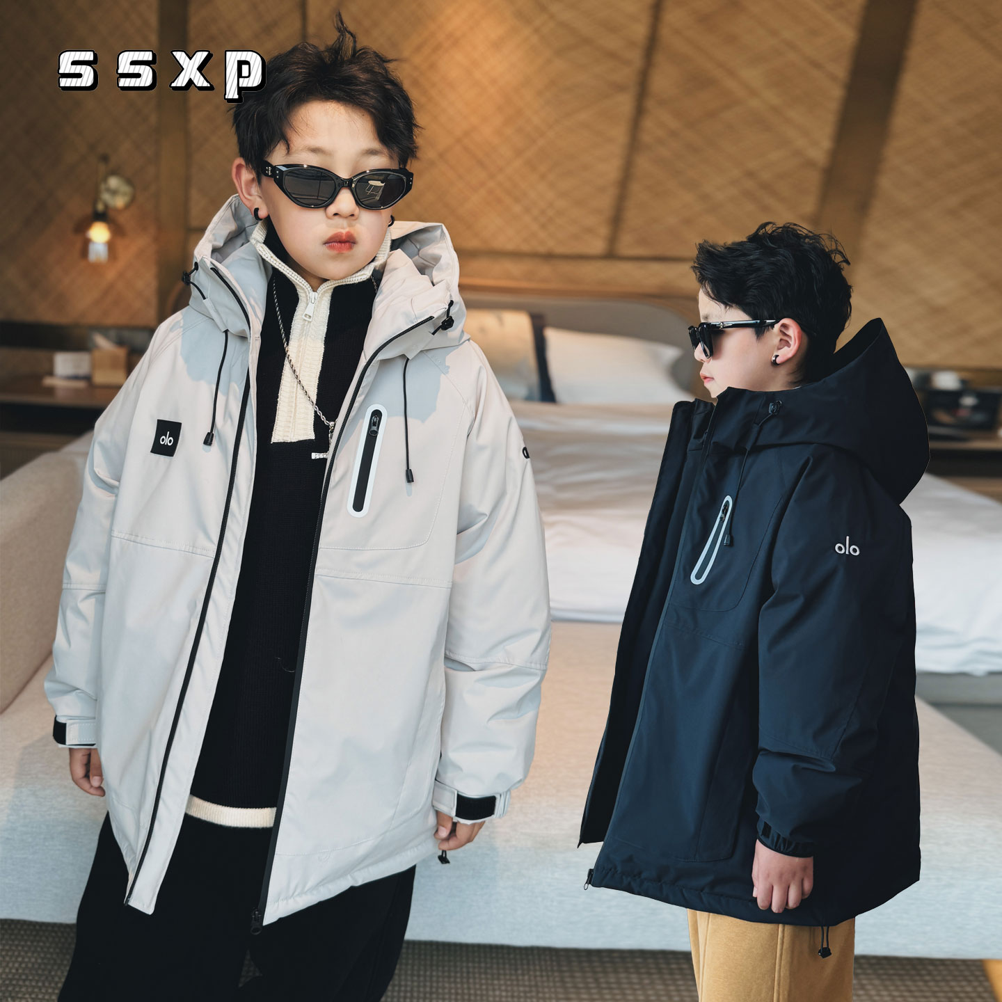 【上上家】儿童潮牌90羽绒服男童2025冬装加厚派克服冲锋衣S7748