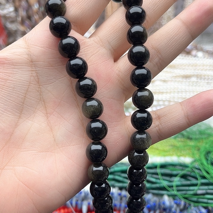 未镶嵌玛瑙/玉髓珠宝半成品一条10mm左右金曜石