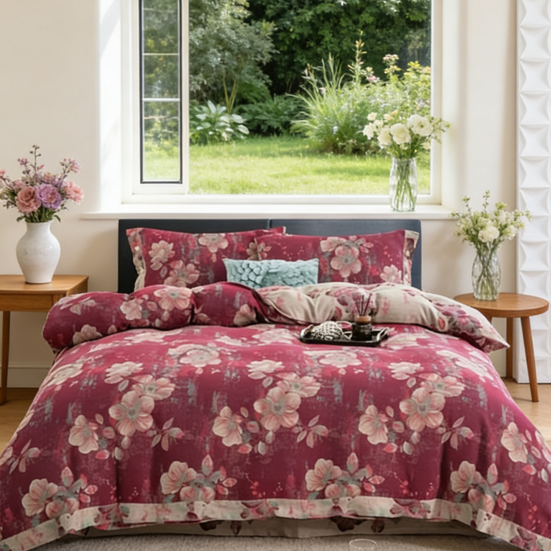 散单—A类母婴级全棉色织双层纱新疆加厚长绒棉四件套 -锦梦