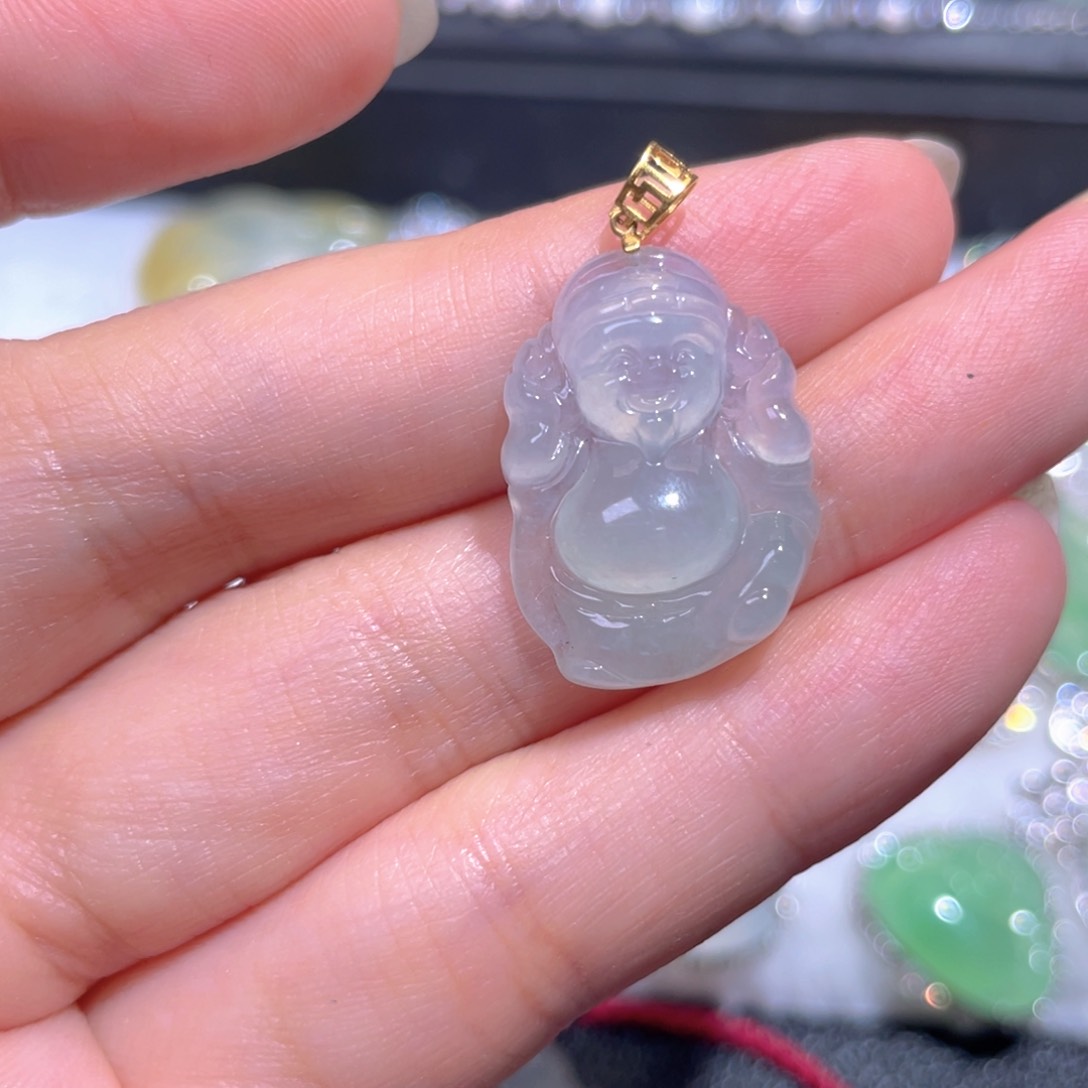 颈饰18K金镶嵌翡翠翡翠