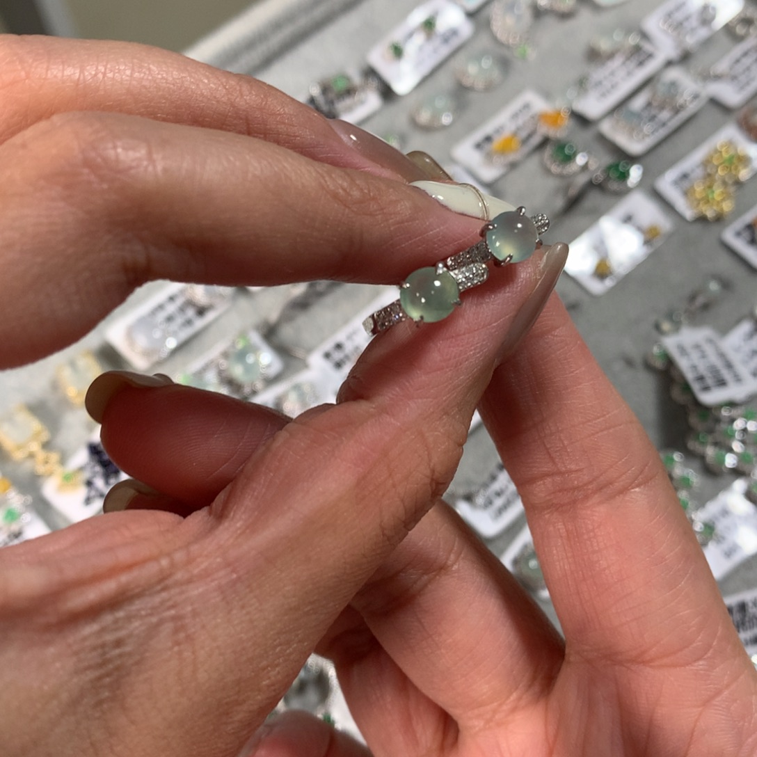 翡翠银S925镶嵌颈饰耳钉