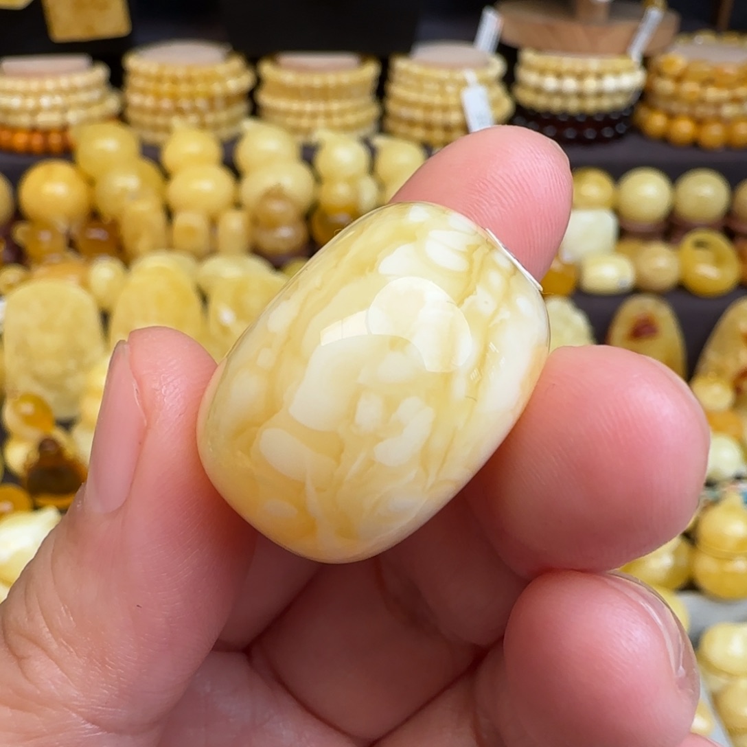 琥珀未镶嵌吊坠(不含链)天然俄料虎皮妖花蜜蜡墩子吊坠