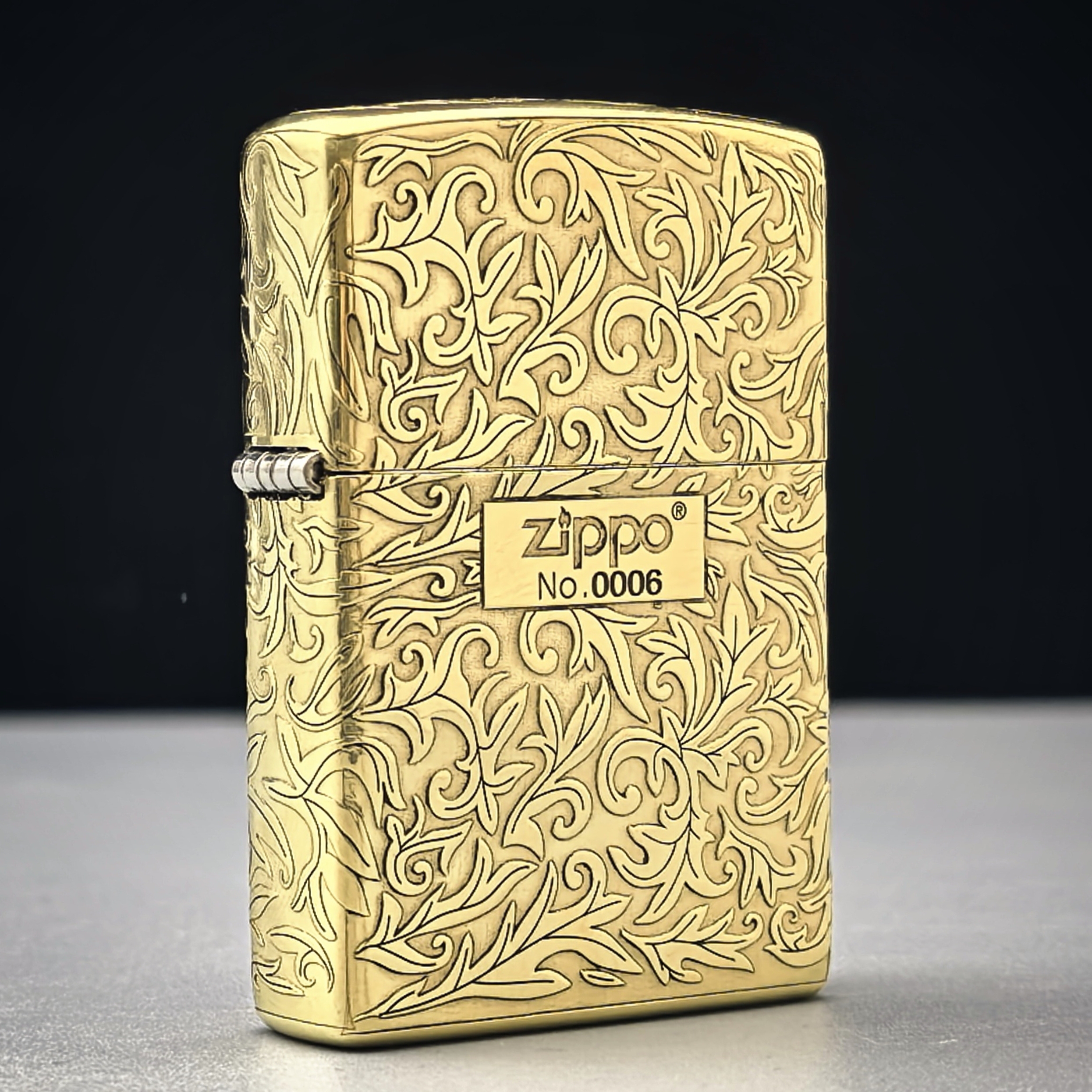 Zippo打火机正版黄铜常规五面深雕唐草限量中标防风送男友礼物DYJ