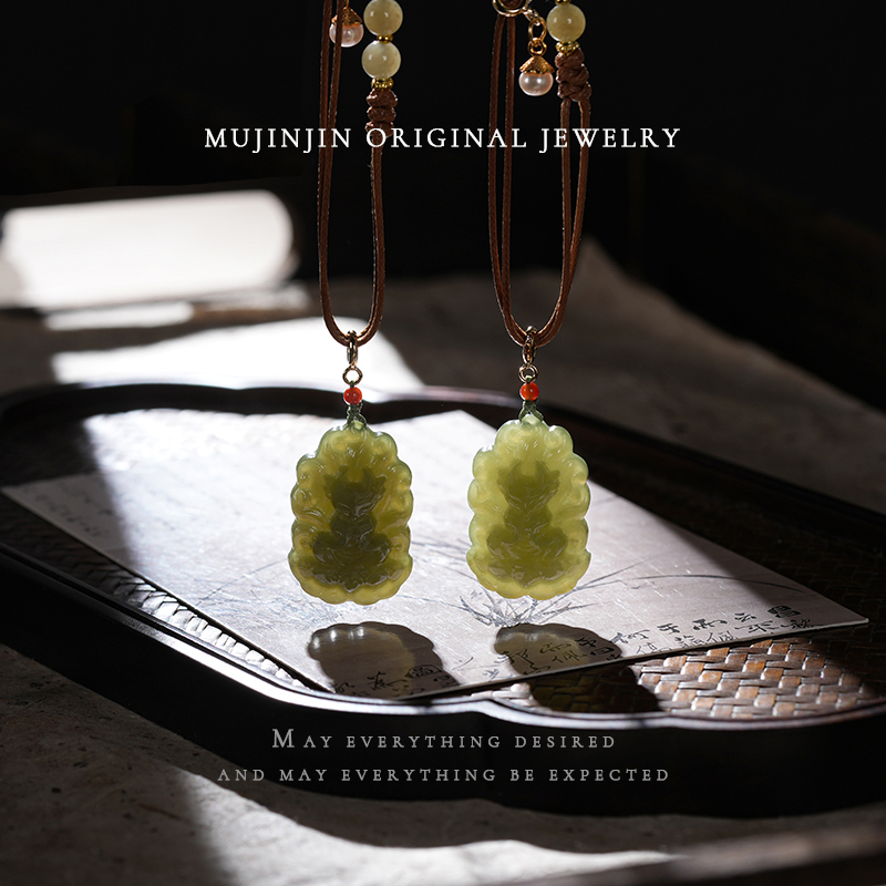 【木槿槿 槿选】天然和田玉九尾狐凤九吊坠项链锁骨链多样性发一