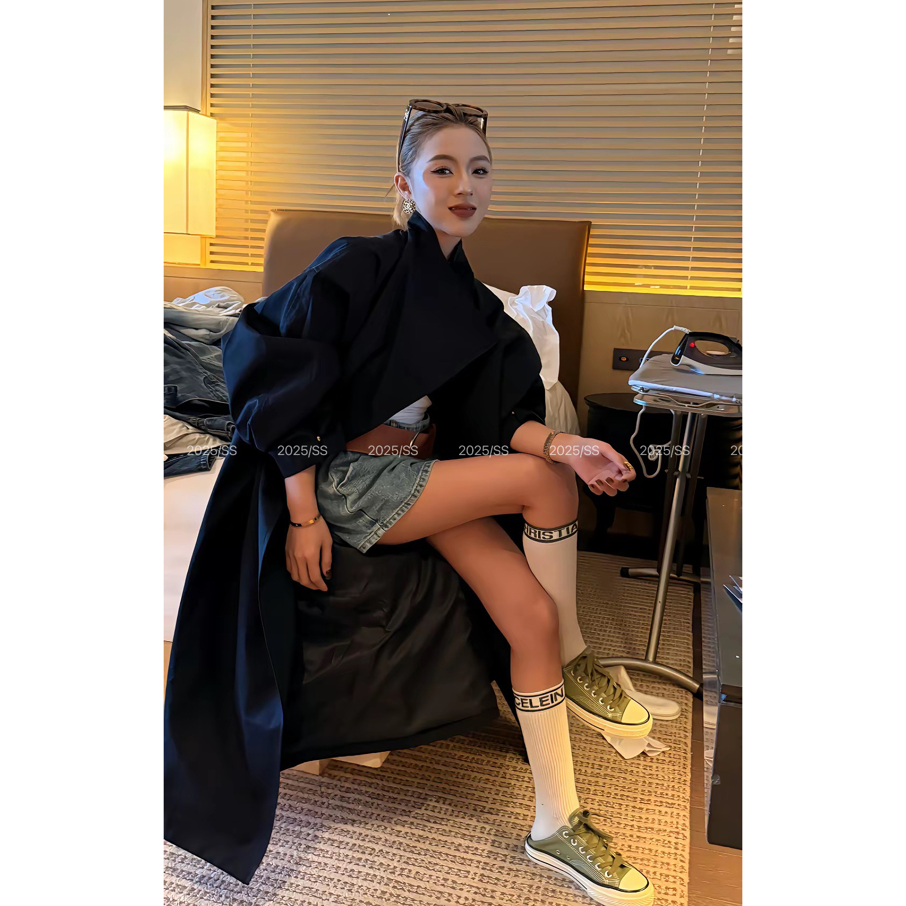 【娇娇私服定制】新款上新阔版蝙蝠袖风衣外套68739#
