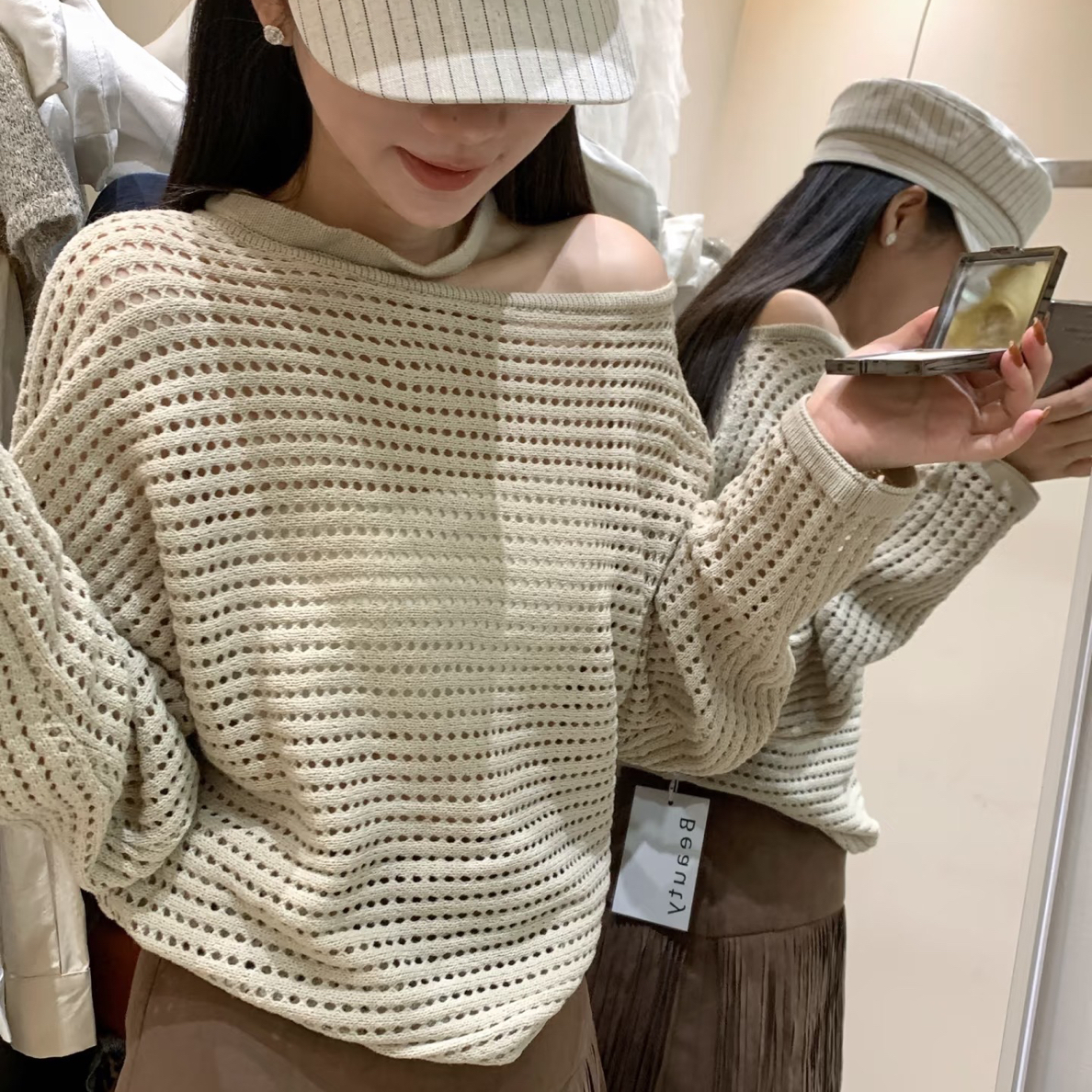 长袖镂空早秋针织女秋季毛针织衫打底
