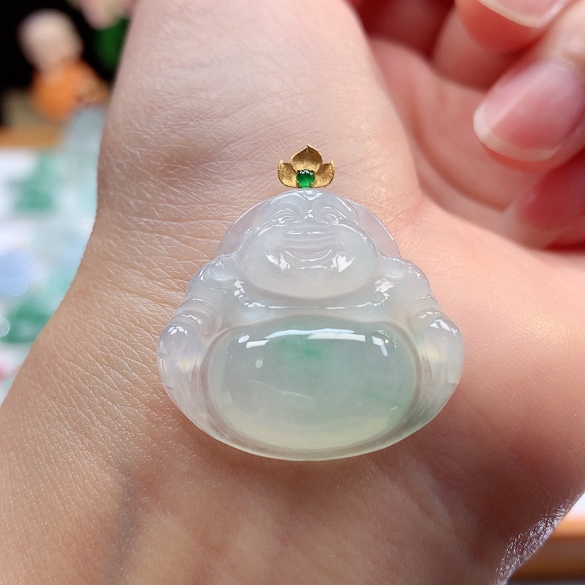 【闪购商品】翡翠18K金镶嵌吊坠(赠链)