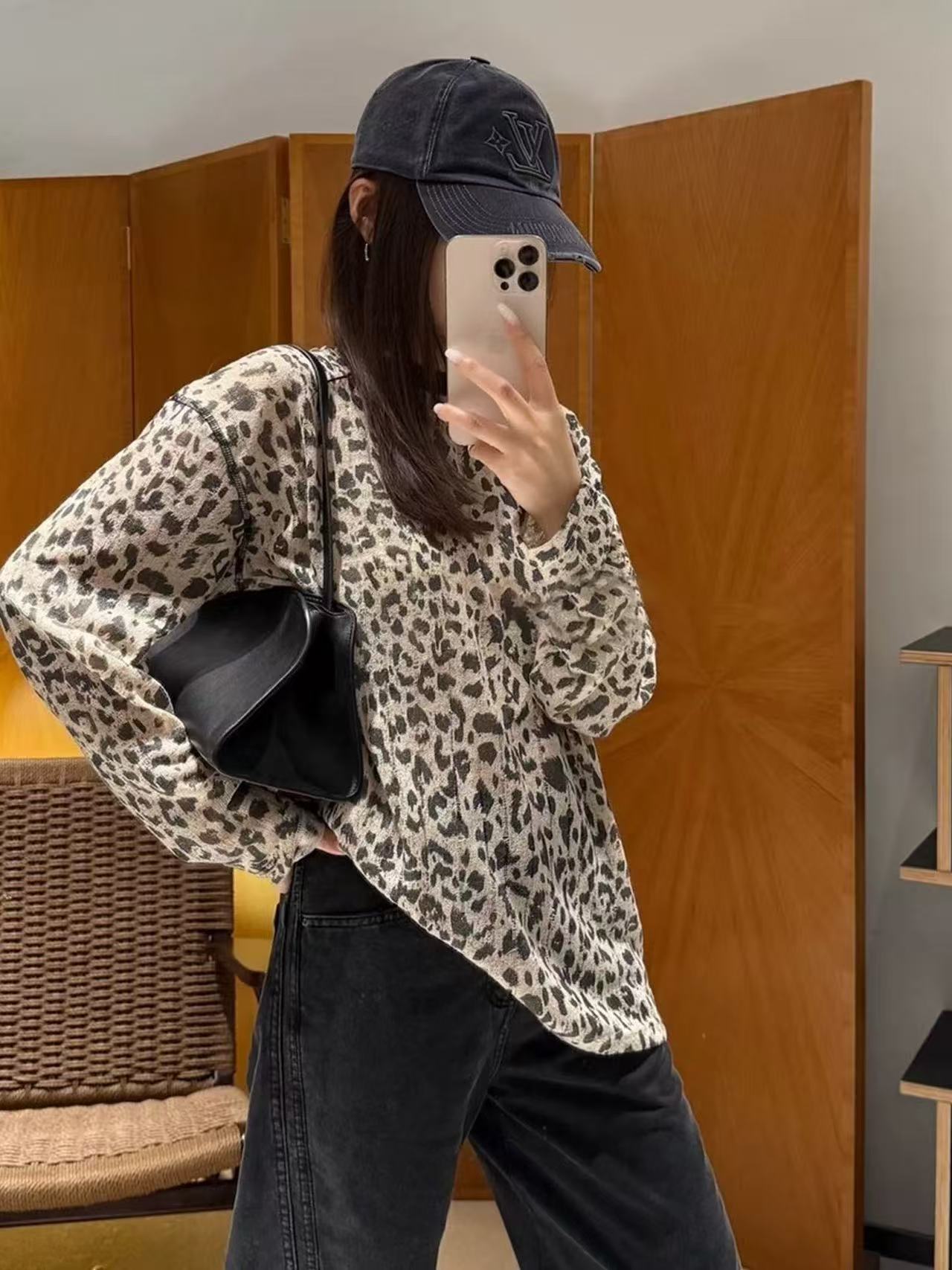 大码胖mm高级感显瘦豹纹上衣女2025早秋时髦港风复古百搭长袖T恤