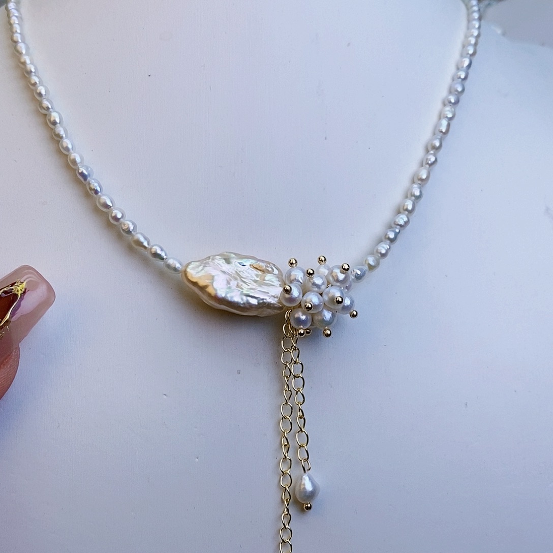 淡水珍珠颈饰银S925镶嵌