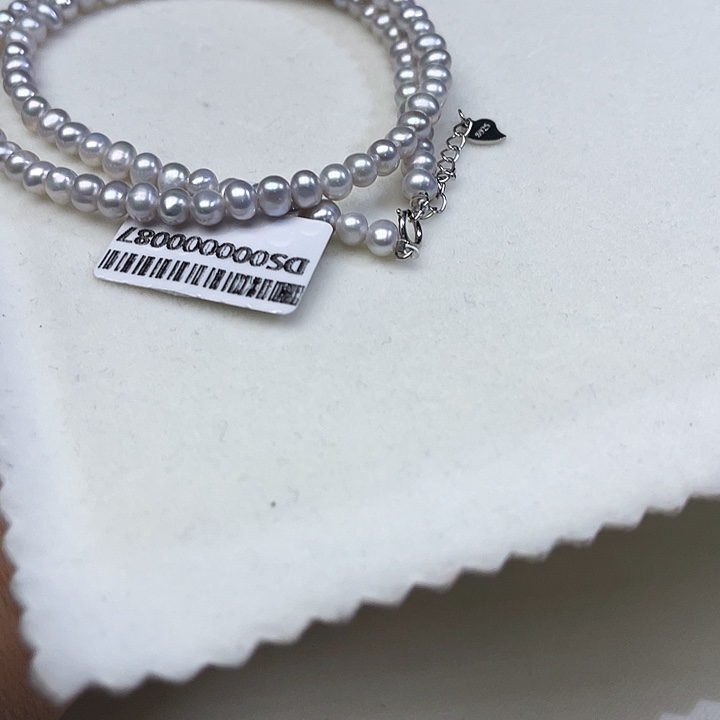 银S925镶嵌淡水珍珠颈饰卡4➕极光高级灰炫彩